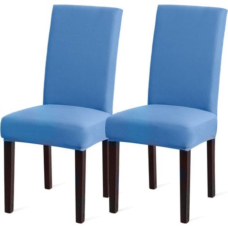 Stuhlhussen 2er Set Blau, Stretch Esszimmer Stuhlbezug abnehmbar & waschbar (1/5)
