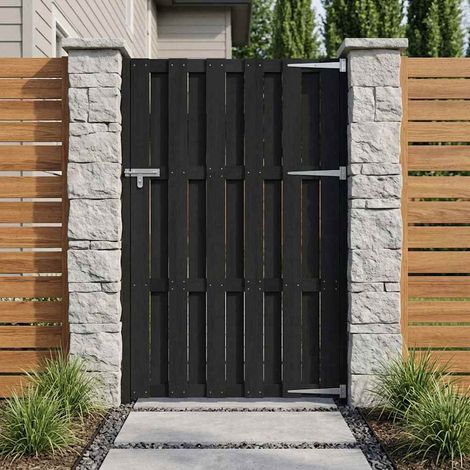 vidaXL Porte de Jardin 100 x 180 cm WPC et Aluminium Noir