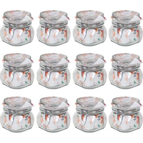 Bocal hermétique - JUANIO - Lot de 12 - 50 cl - Verre - Bouchon mécanique étanche (1/3)