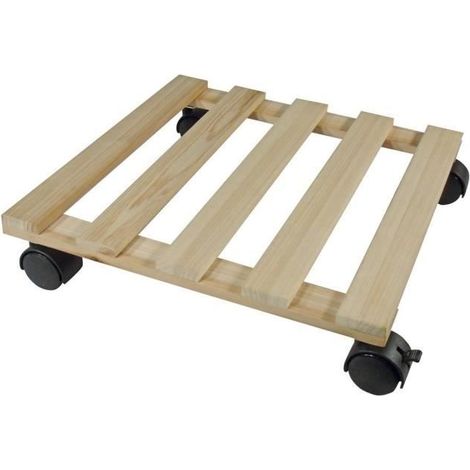 Soporte con ruedas marrón claro de madera de abeto