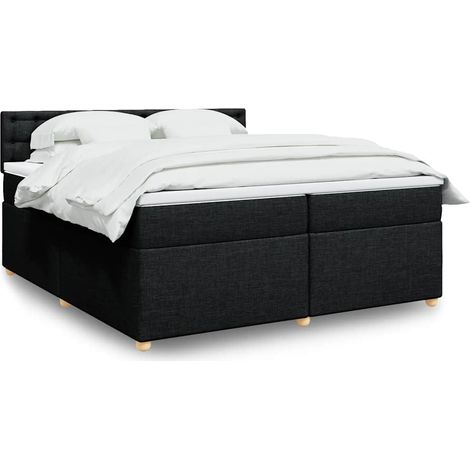 Boxspringbett mit Matratze Schwarz 200x200 cm Stoff