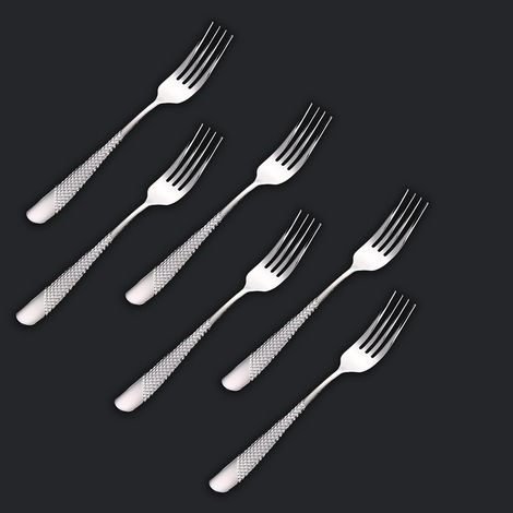 Set De Fourchettes - 6 Pièces - Acier Inoxydable 18/10 - Finition Argentée - Pour Repas Quotidiens Et Fêtes - Boîte Tube
