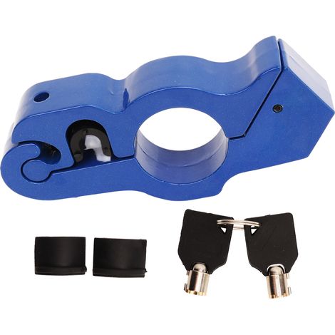 Poignée de verrouillage d'accélérateur aluminium moto antivol avec 2 clés bleu (1/5)