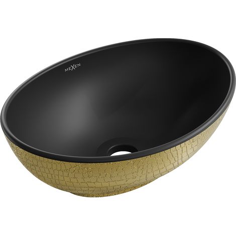Mexen Elza Aufsatzwaschbecken 40 x 33 cm, Schwarz matt/gold Schuppenmuster - 21014028 (1/5)
