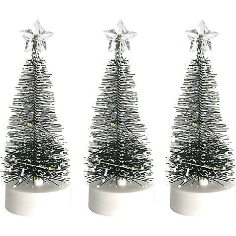 Arbre de noël artificiel éclairé par LED, 3 pièces, ornements pour décoration de maison de vacances, 3 Modes d'éclairage, 5.6x21.2cm (1/5)