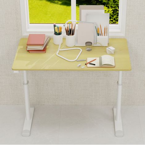 MEUBLIV Bureau réglable 100x60 cm bois et métal brun – réglage manuel (1/5)