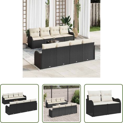 Terrassensofa - Gartensofa-set Schwarz 55 x 55 x 37 cm Poly-Rattan (1/5)