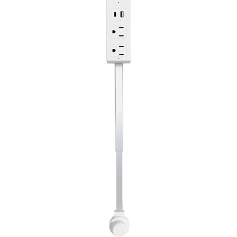 Multiprise Extensible Prise Murale Rotative 2 Prises AC USB-A Type-C Support Téléphone 56-86cm Blanc Sans Fil Facile à Installer (1/5)