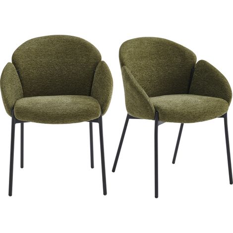 ANAIS-Lot de 6 Chaises en tissu bouclette Ecru et métal noir (1/5)