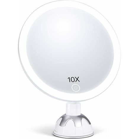 Miroir Grossissant 10X Lumineux pour Maquillage, Miroir de Beauté avec 30-LED [Reflet HD] [Gradation en Continu] [3 Modes d’éclairage] [360°Rotatif] [Facile à Installer] [2 façons d’Alimenter] (1/5)