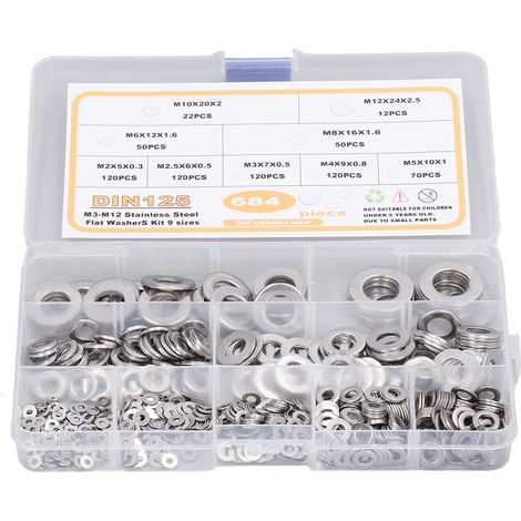 684 rondelles plates galvanisées, finition soignée, haute dureté, inox M2‑M12 (1/5)