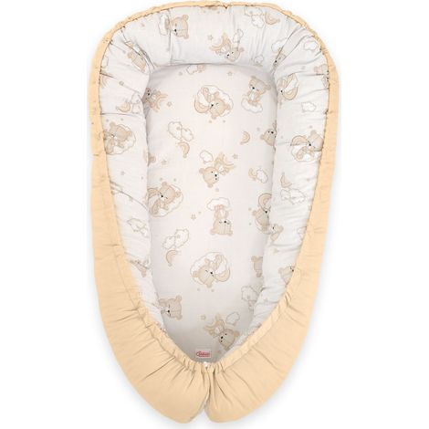 Cocon bébé, parc double face, lange, Premium BOBONO - ours en peluche beige avec arc-en-ciel/beige