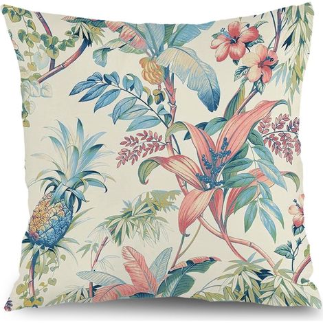 Housse de coussin fleurs printemps été, décoration canapé-lit extérieur,45×45cm (1/5)