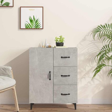 Buffet - Armoire de rangement Enfilade Gris béton 69,5x34x90 cm Bois d'ingénierie BV128719 - BonneVie (1/5)