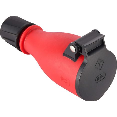 Prise professionnelle Schuko, protection IP54, avec bouchon à ressort automatique pour permettre une utilisation à la main libre (1/5)