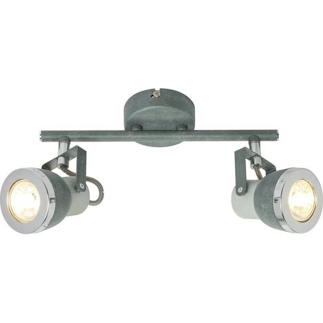 Spot de plafond plafonnier de salon gris avec spots orientables, métal gris pierre, 2x GU10, LxH 26 x 18,5 cm (1/5)