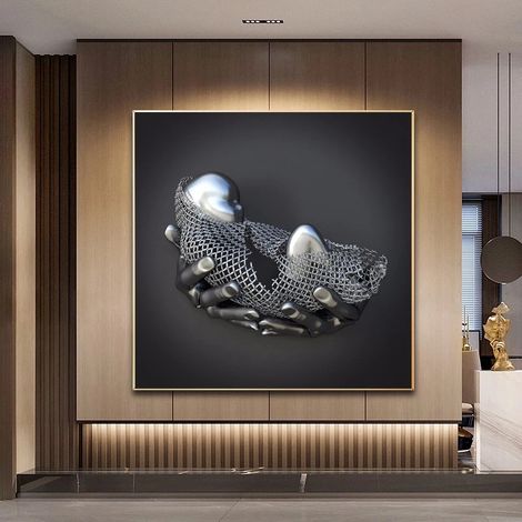 Décoration murale nordique pour salon, tableau sur toile, statue en métal, poster artistique de bébé palmier, tableau contemporain sur toile, décorat