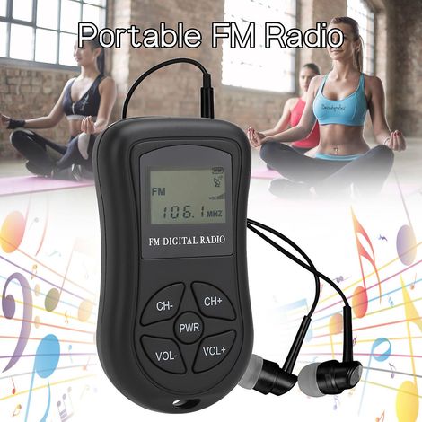 Mini radio numérique portable de poche avec écran LCD FM et écouteurs inclus - FFY (1/5)