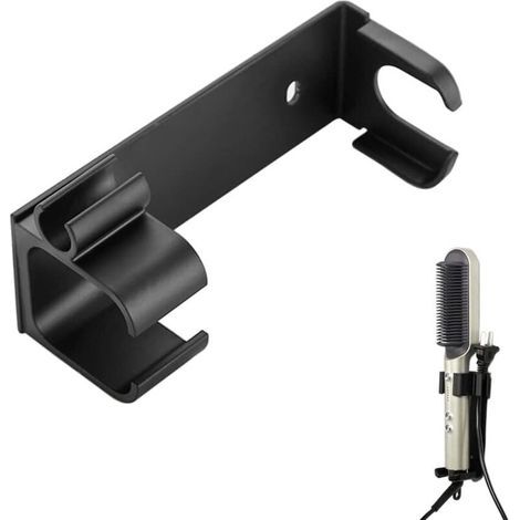 Lot de 2 Support de Sèche Cheveux Support de bâton de Coiffure Mural Lisseur Support Porte Organisateur Porte Seche Cheveux Mural Adhesif Supports muraux pour Fer à friser (1/4)