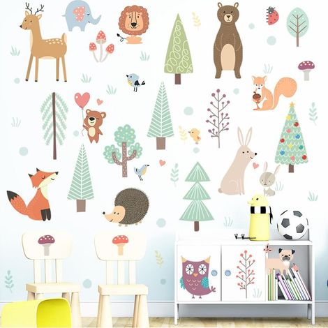 Autocollant mural animal de la Jungle, autocollant mural de décoration de maison, adapté à la décoration de chambre d'enfant et de bébé (1/5)