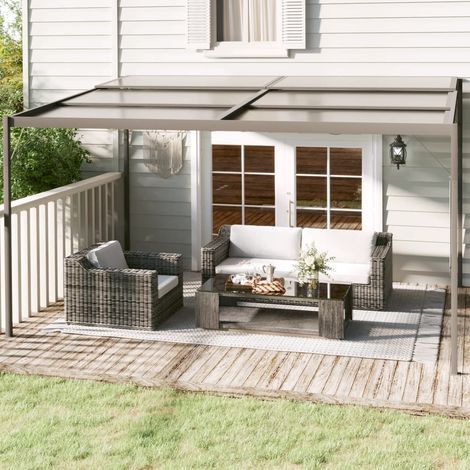 Pavillon mit Dach Anthrazit 4x3x2,5 m Aluminium und Stahl