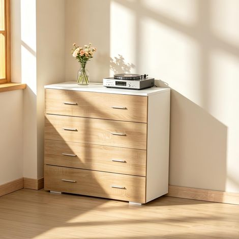 Meuble de salon minimaliste à quatre tiroirs, meuble de rangement pour chambre, meuble de rangement à tiroirs (1/4)