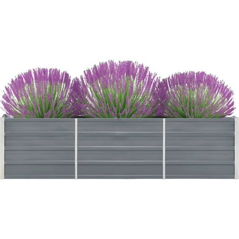 Maison Exclusive - Jardinière surélevée acier galvanisé 240x40x45 cm gris (1/5)