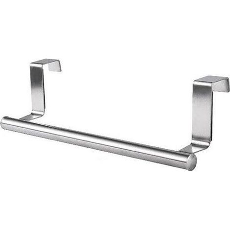 1 Barre à serviettes, Acier inoxydable, 23 cm, Sans perçage, Pour porte de placard, Salle de bain et cuisine (1/5)