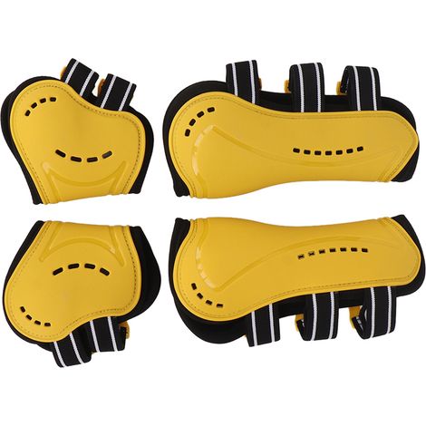 Guêtres pour tendons de cheval, guêtres pour boulets, guêtres ouvertes sur le devant, respirantes et réglables, protection pour le saut d'obstacles, jaunes, lot de 4, taille M (1/5)