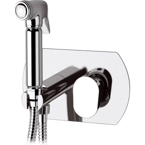 Miscelatore incasso per shut-off arrotondato con doccetta, supporto e flessibile doccia (1/3)