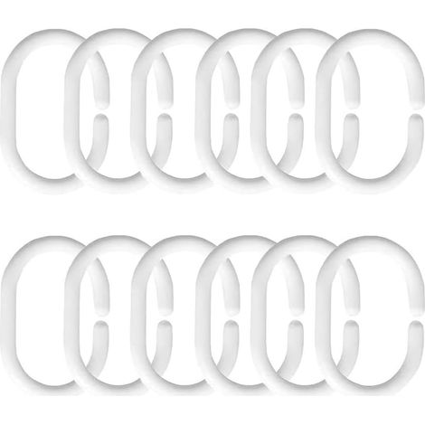 12Pcs Anneaux De Rideau De Douche En Plastique En Forme De C Crochets De Rideau Pour Rideau De Porte, Rideau De Fenêtre (1/5)