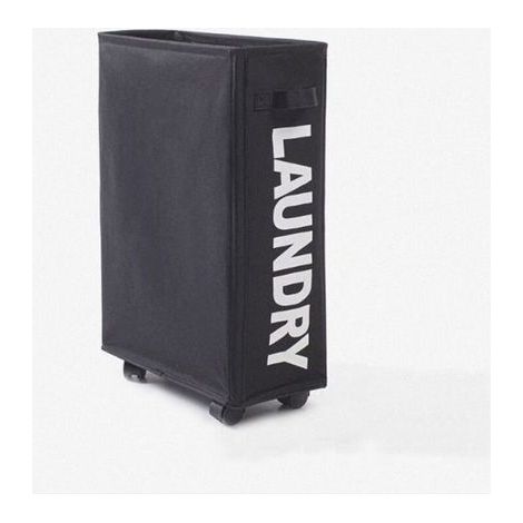 pair Panier à linge pliant de 42 litres - noir avec 4 roues, collecteur de linge, bac à linge rectangulaire pour le stockage des vêtements à la maison (1/5)