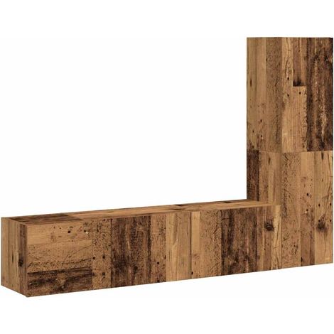 Lot de 3 meubles TV muraux modernes espace de rangement pratique 100 x 30 x 30 cm en bois d'ingénierie vieux bois