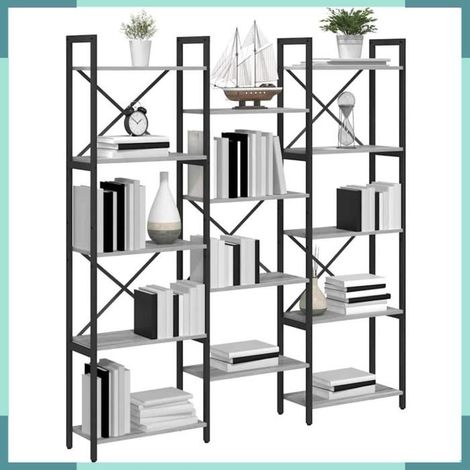 Étagère - 868344 - Sonoma gris - Bois d'ingénierie - 156 x 25 x 167 cm (1/5)