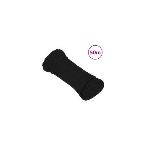 Schwarzes Arbeitsseil, 3 mm, 50 m, Polyester - Crezuo