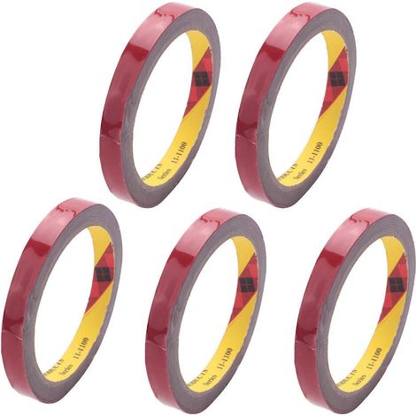 Rolle extra starkes und dauerhaftes doppelseitiges Schaumstoffklebeband, rot, 12 mm x 3 m, für Fahrzeuge. (1/5)