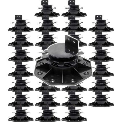 XPOtool Lot de 30x Plots de terrasse – Charge 2700 kg – Hauteur réglable 33-64 mm – en PP – Pieds de support pour Lames Dalles Lambourdes