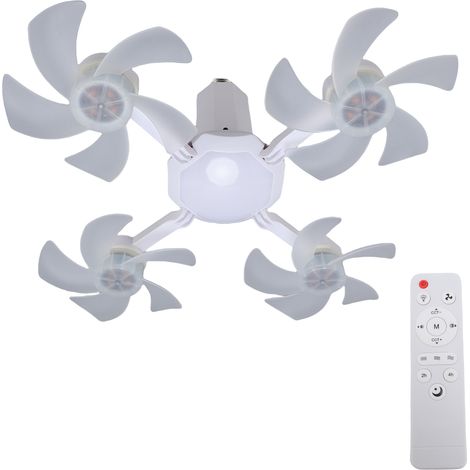 Ventilatore da Soffitto con Luce LED – Telecomando, 3 Velocità, Timer, Dimmerabile, Design Pieghevole Elegante in Plastica Bianca 50x50cm – Ideale per Camera e Soggiorno (1/5)