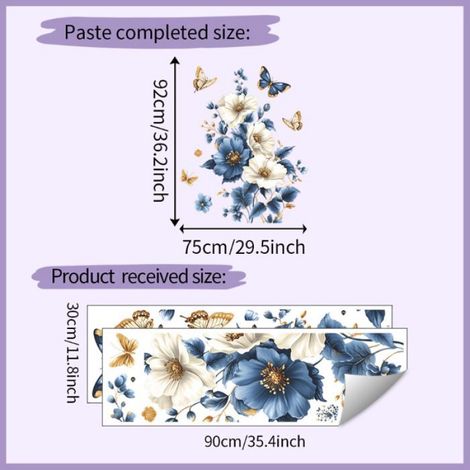 Fleurs et papillons 3D simulés - Motif floral - Stickers - étanche,Décoration murale pour chambre à coucher,Décoration d'intérieur (1/5)