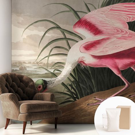 Papier peint intissé mural avec imprimé motifs décoratifs - style contemporain - Colle incluse gratuite Oiseau exotique 250x250 cm (1/5)
