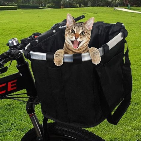 Panier vélo avant pliable CHOYCLIT pour chien jusqu'à 5 kg, cadre aluminium et toile tissée (1/3)