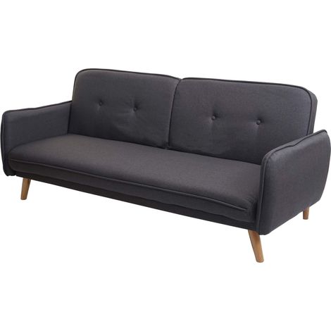 Divano letto sofà reclinabile HHG-468 regolabile tessuto 3 posti antracite (1/5)