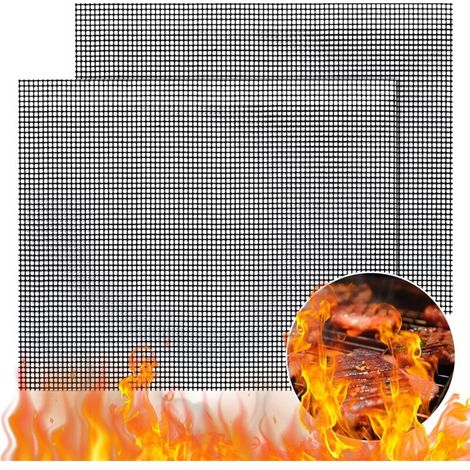 2Pcs Tapis de Cuisson Barbecue pour Grille Barbecue Tapis Cuisson Barbecue Anti-Adhésif pour Grille de Barbecue Tapis Barbecue Réutilisable et Découpable - 40x33cm