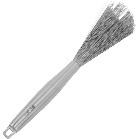 Brosse de nettoyage brosse à frotter en inox 304 avec manche œillet suspension pour cuisine vaisselle casseroles poêles évier nettoyage argenté (1/5)