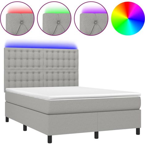 Maison Exclusive - Boxspringbett mit Matratze & LED Hellgrau 140x