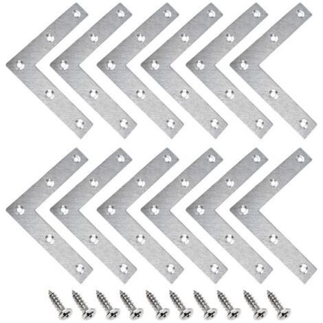 Metal Plate Square 15 Pieces in Stainless Steel - L Shape Fixing Angle, Straight Flats Support, Corner Connector Perforated Plate, 8080MM (1/5)