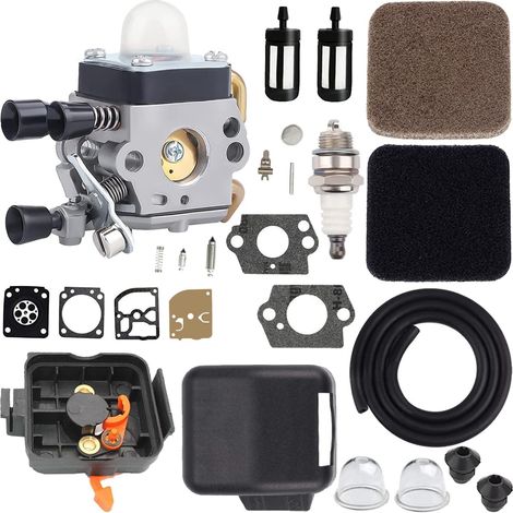 1 - Carburateur - Kit de réparation - Compatible débroussailleuse et taille-haie STIHL FS85 FS80 HL75 HT75 - Remplacement Zama C1Q-S186 - Noir - Taille standard