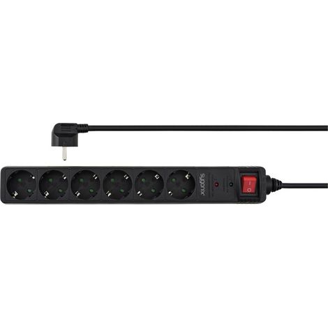 Sygonix SY-6952426 Multipresa con protezione da sovratensioni 6 scomparti Nero Schuko 1 pz. (1/5)