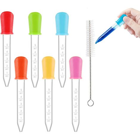 Pipette En Silicone - 6 Pièces - Graduée 1 À 5 Ml - Pour Décoration Alimentaire Et Activités Créatives - Lot De Pipettes Dosantes (1/5)