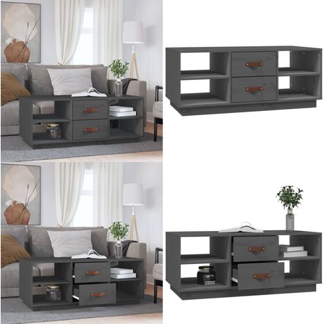 Couchtisch Grau 100x50x41 cm Massivholz Kiefer - Holz Couchtisch - Kiefer Tisch - Wohnzimmerschreibtisch - Grau Sofa Tisch - Beistelltisch - Home & Living (1/5)